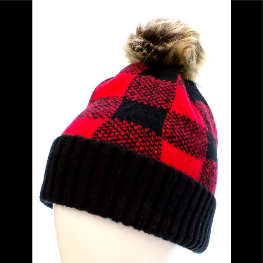 Buffalo Plaid Check Cuff Beanie Hat